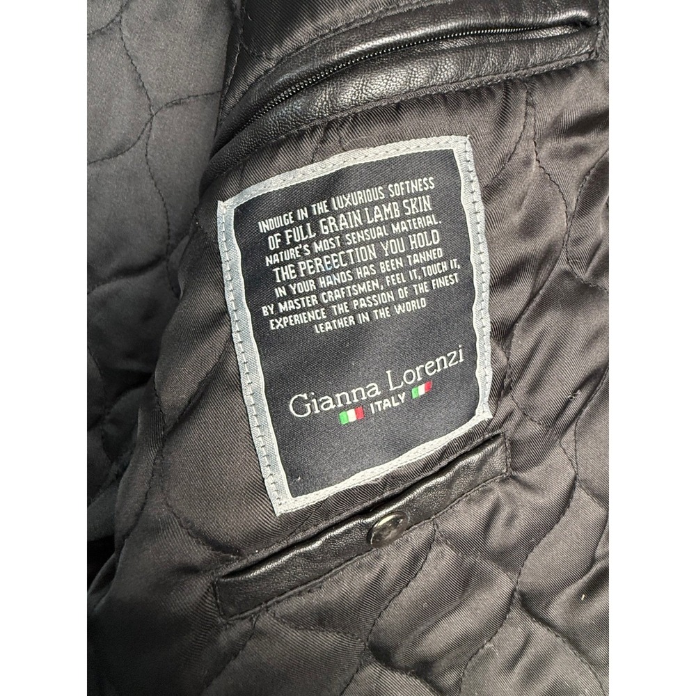 Gianna Lorenzi Italy Leather Jacket Mens XXL Black Lambskin Coat Zip-Out Lining - Picture 6 of 15